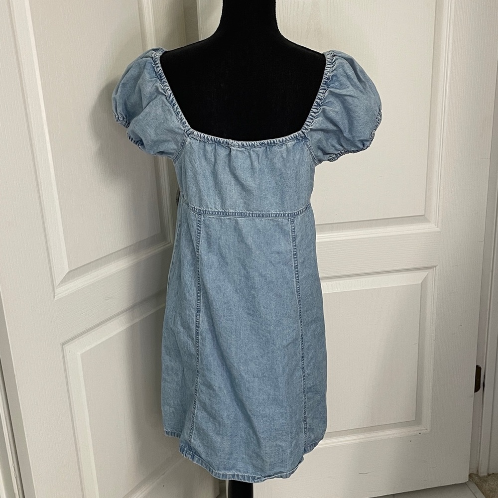 Madewell Margie dress light blue denim chambray baby doll US 8 vacation beach - Picture 5 of 8